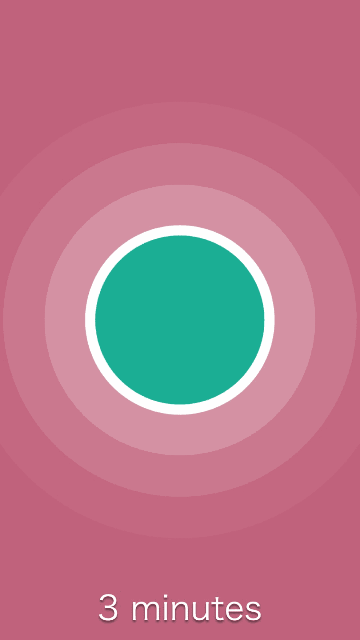 A session in progress, with concentric pink rings around a green center and the remaining time below.